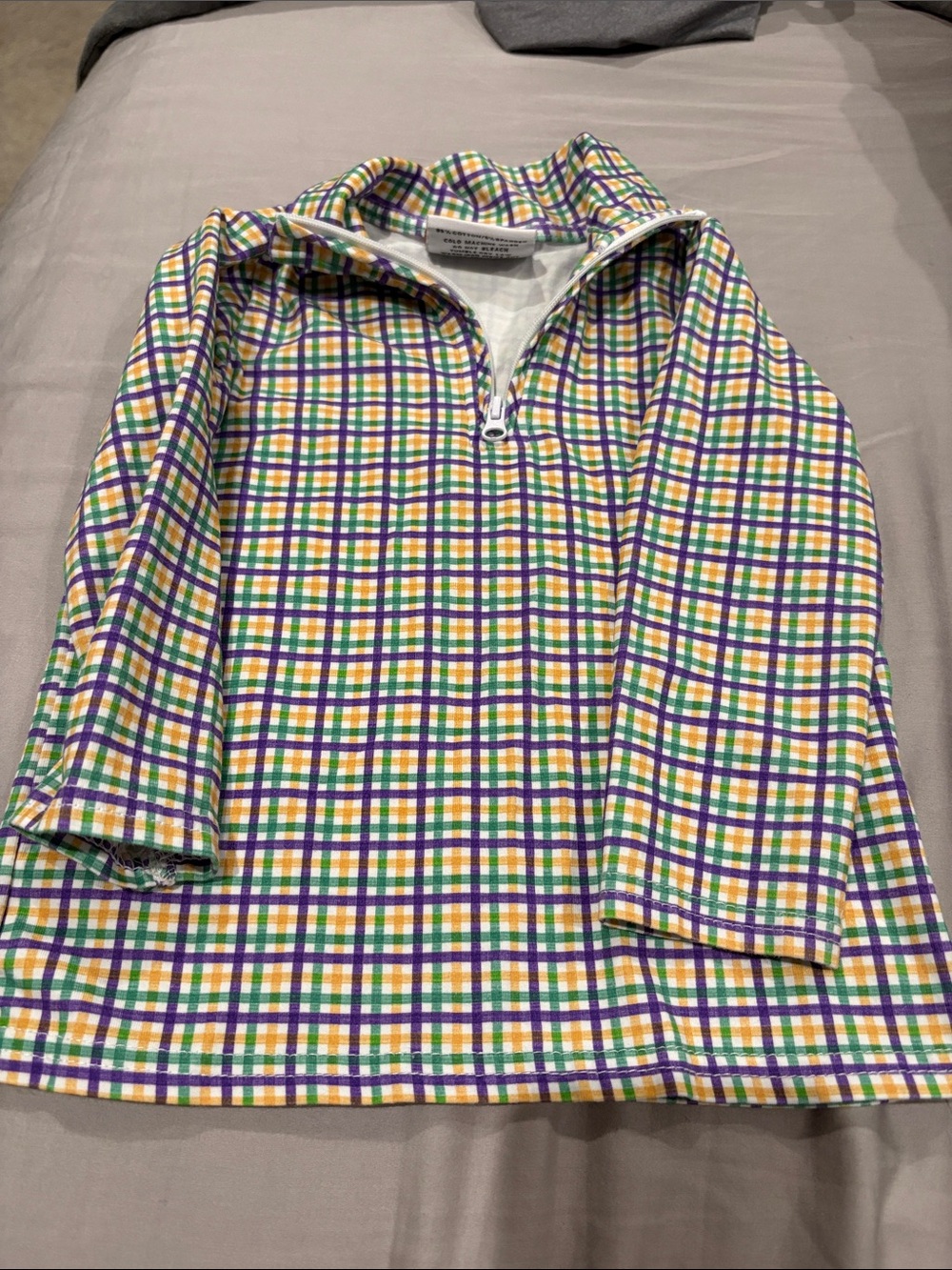 Jelly Beans Yellow Green Purple Plaid Quarter-Zip Shirt Jacket